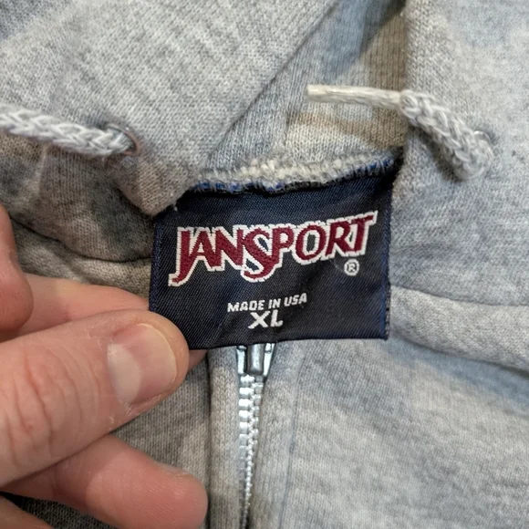 VTG Jansport WSU Cougars Hoodie Full Zip Gray Flaws USA Made Mens XL - Picture 7 of 11